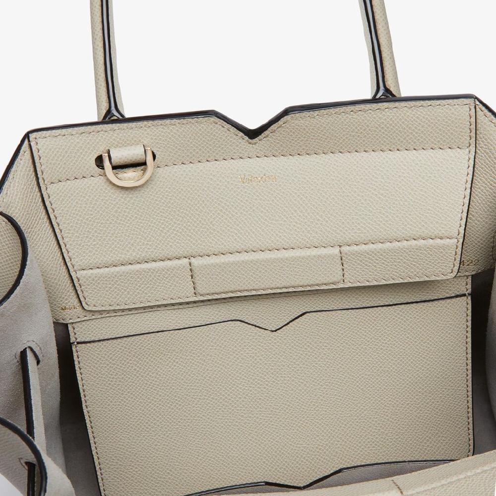 Valextra Borsa a Due Manici Milano Mini | Pelle di vitello Millepunte Soft | Grigio Lino | Valextra Qualità Garantita