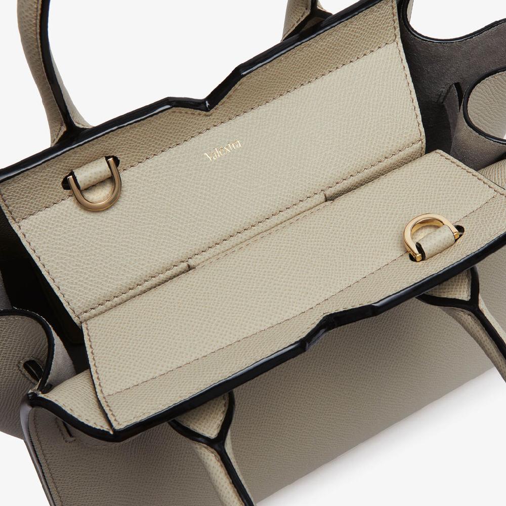 Valextra Borsa a Due Manici Milano Mini | Pelle di vitello Millepunte Soft | Grigio Lino | Valextra Qualità Garantita