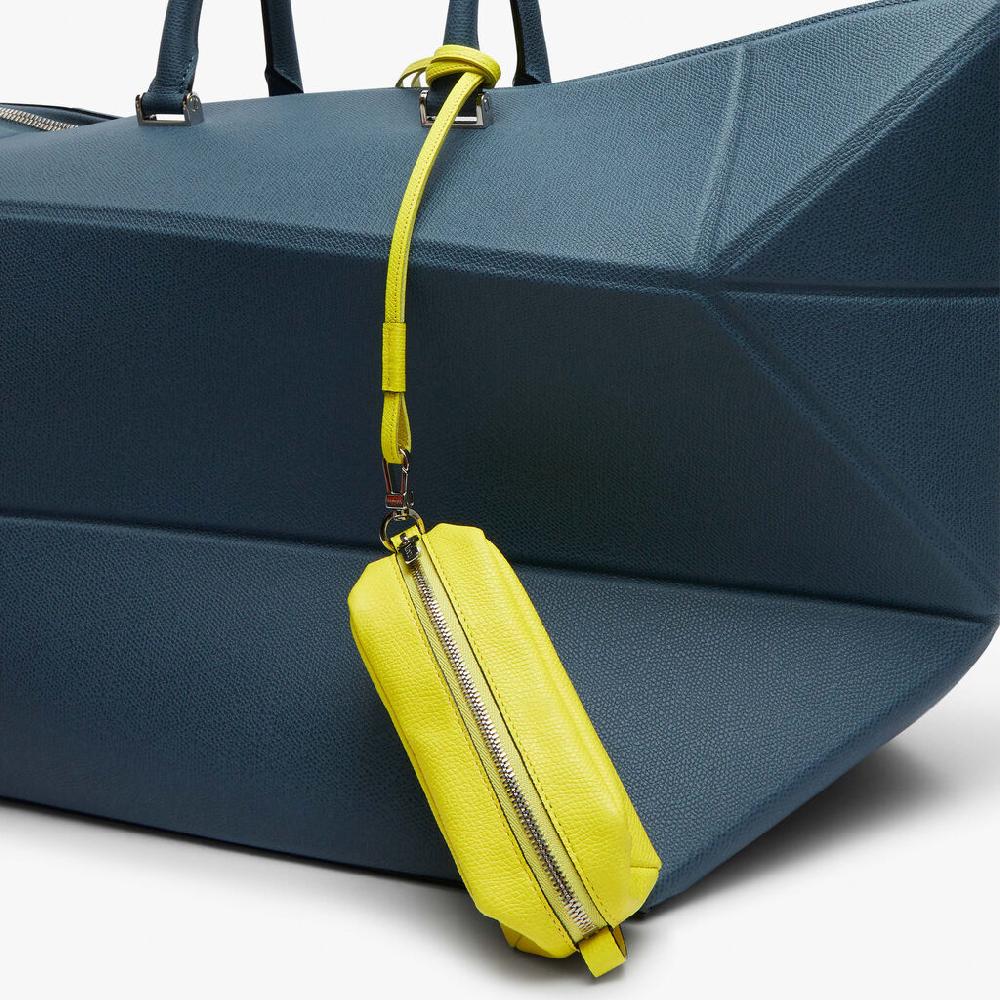 Valextra Micro beauty-case/Micro bag in Pelle Gialla Lime | Valextra Shopping Online