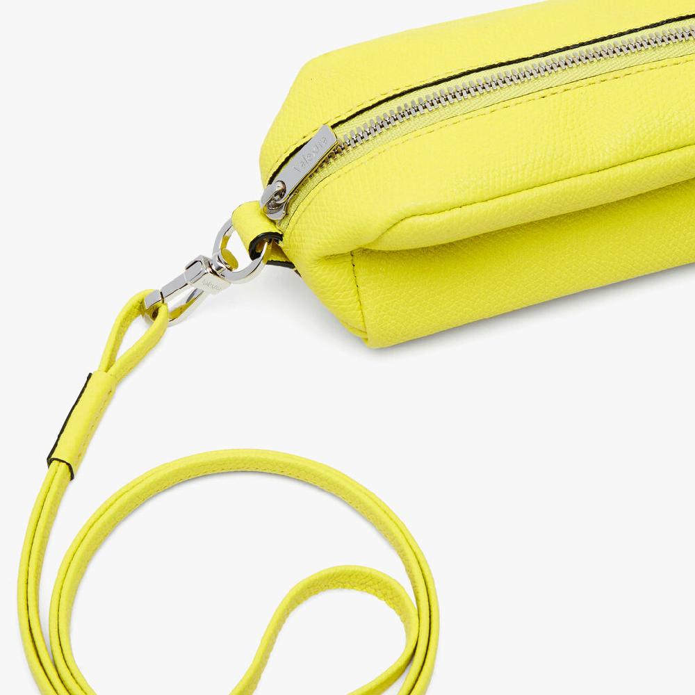 Valextra Micro beauty-case/Micro bag in Pelle Gialla Lime | Valextra Shopping Online