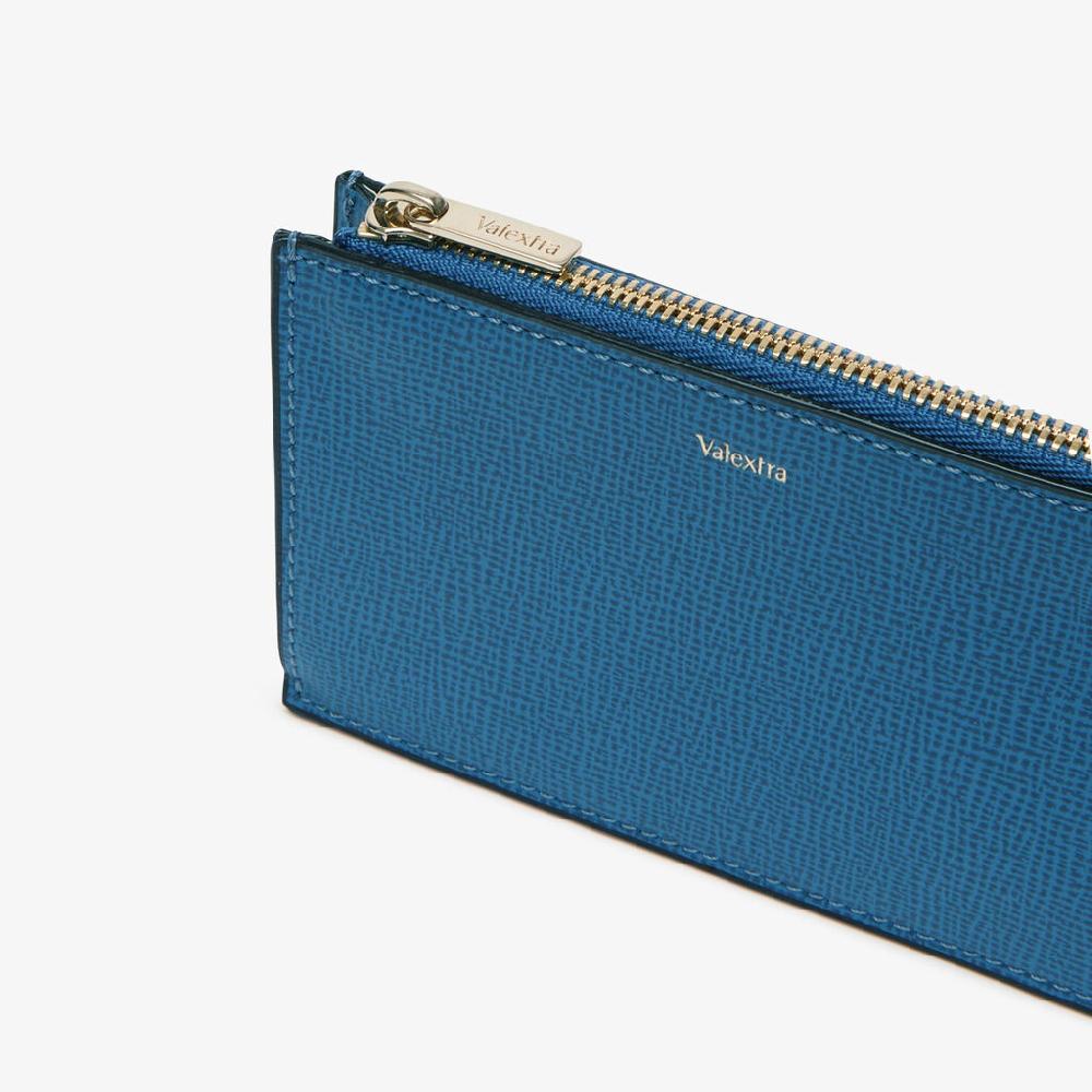 Valextra Portamonete da Donna in Pelle Blu Cobalto di Lusso | Valextra Prezzo Ridotto