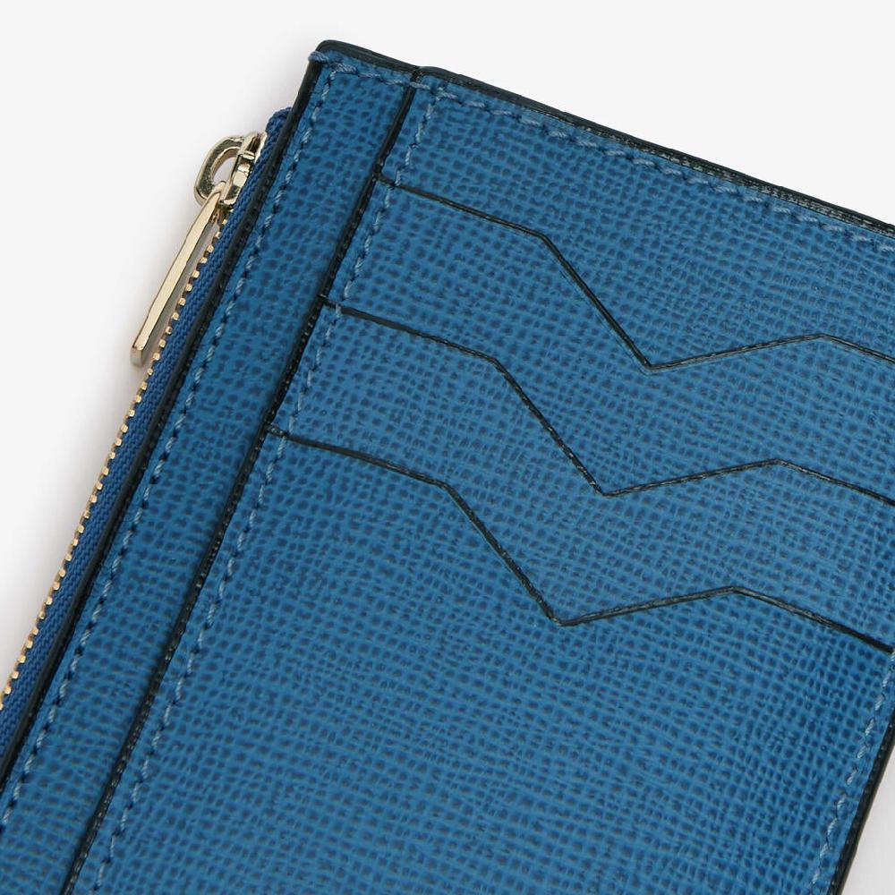 Valextra Portamonete da Donna in Pelle Blu Cobalto di Lusso | Valextra Prezzo Ridotto