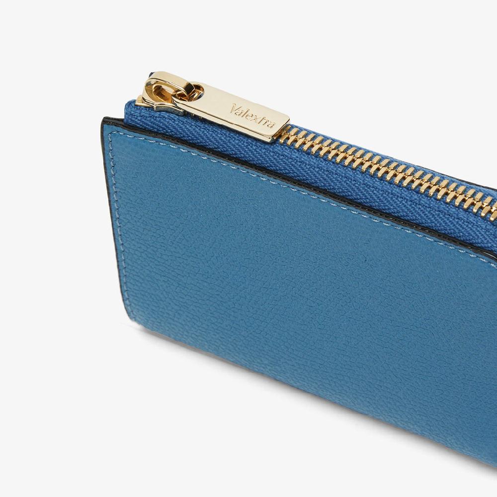 Valextra Portachiavi chiuso con zip in Pelle Blu Cobalto | Valextra Zip Around In Vendita