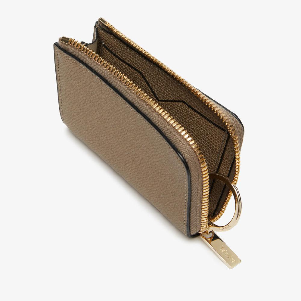 Valextra Portachiavi in Pelle Marrone Tortora | Valextra Zip Around Saldi