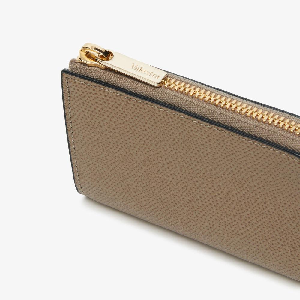 Valextra Portachiavi in Pelle Marrone Tortora | Valextra Zip Around Saldi