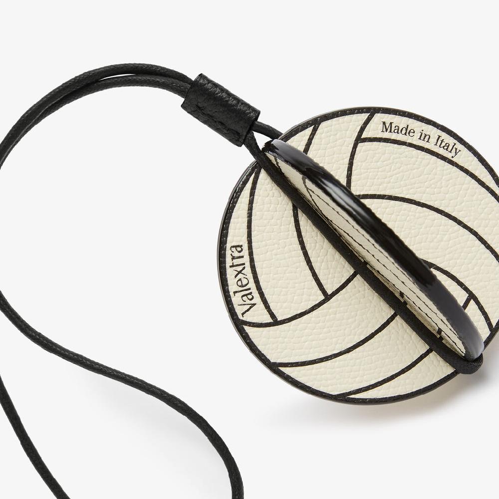 Valextra Charm pallavolo da Donna in Pelle Bianca e Nera | Valextra Saldi Di Fabbrica