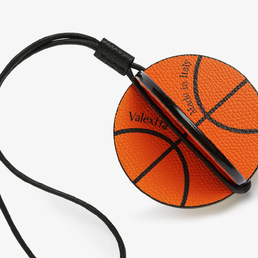Valextra Charm palla da bascket in Pelle Arancione e Nera | Valextra Vendite Flash