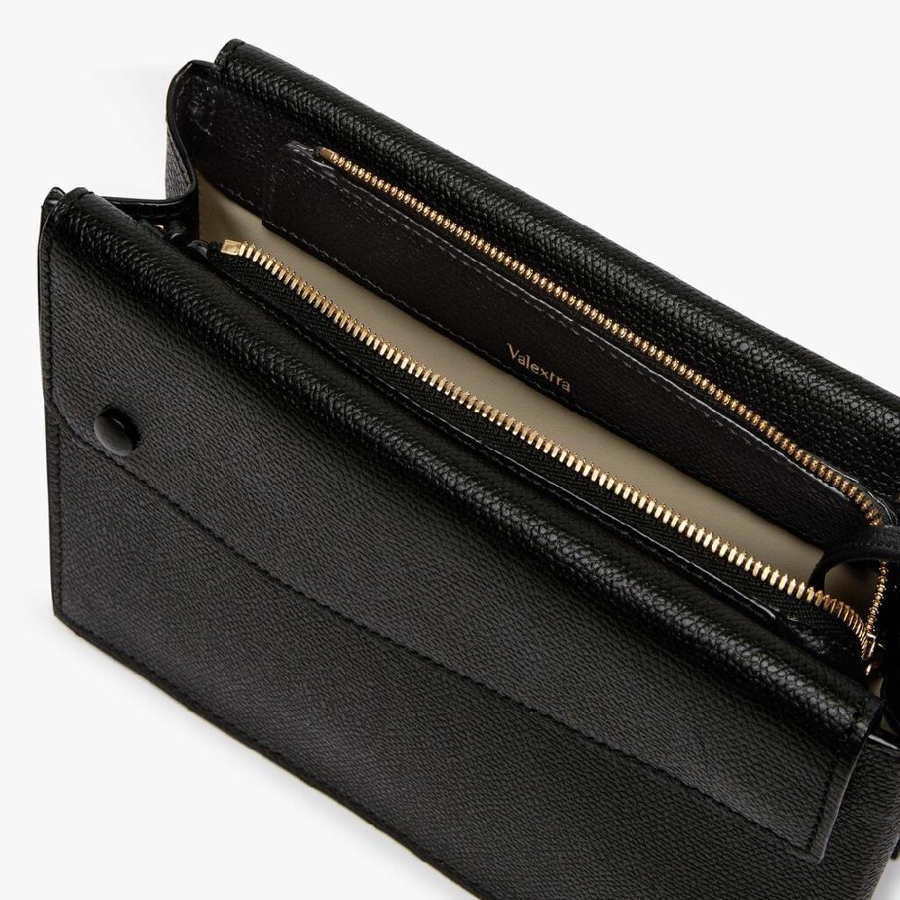 Valextra Borsa a tracolla pocket Slim | Pelle di vitello Millepunte | Nero | Valextra Nuova
