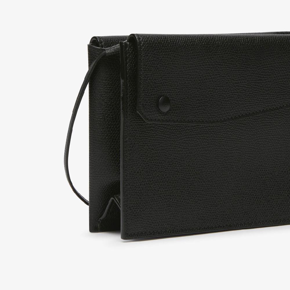 Valextra Borsa a tracolla pocket Slim | Pelle di vitello Millepunte | Nero | Valextra Nuova