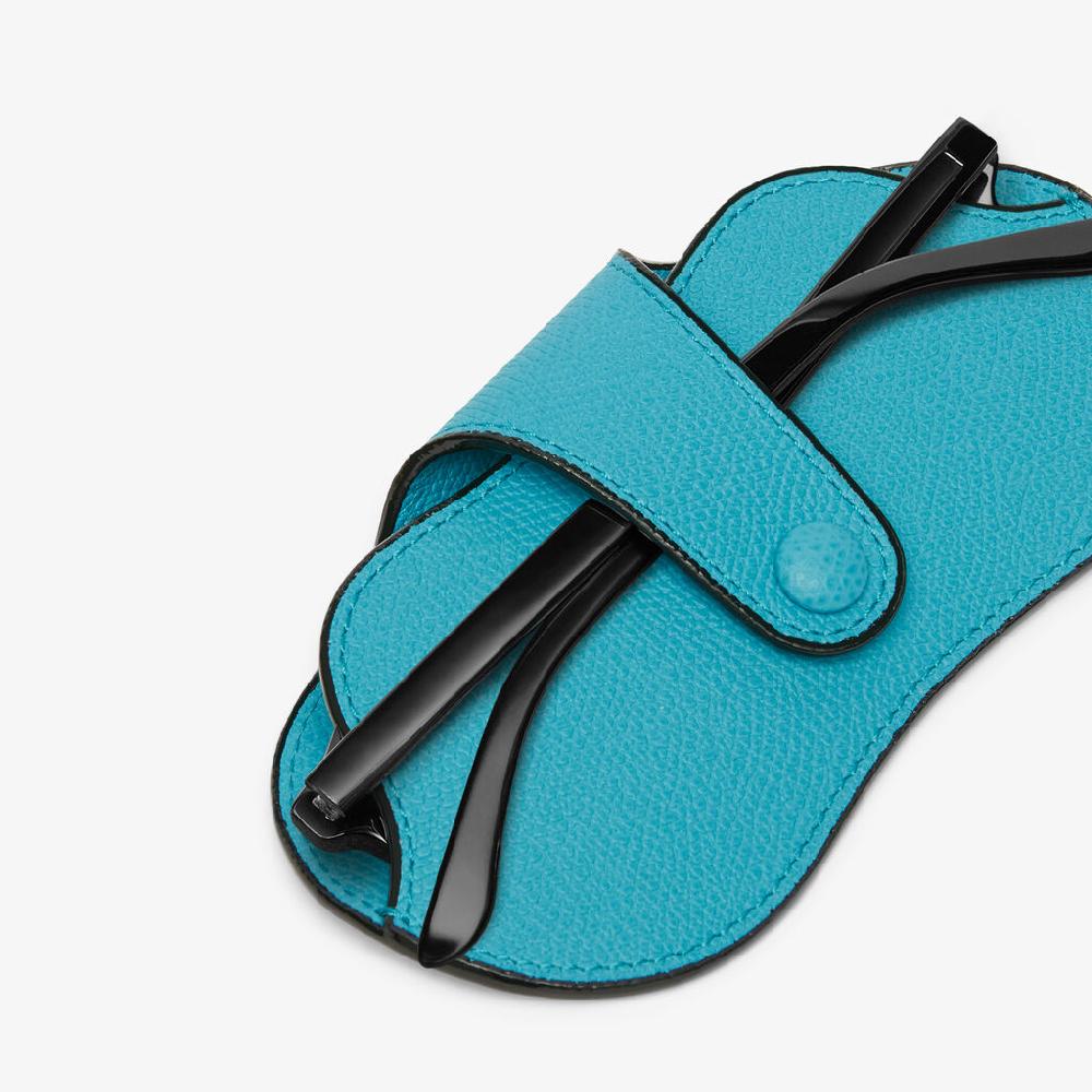 Valextra Custodia porta occhiali di Lusso in Pelle Blu | Valextra Moda