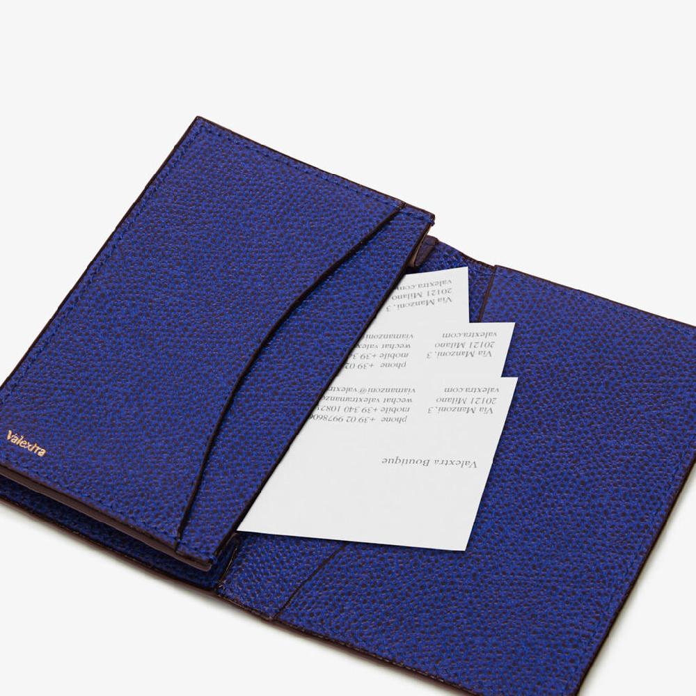 Valextra Porta carte di credito da Donna in Pelle Blu | Valextra Sconto di tempo limitato