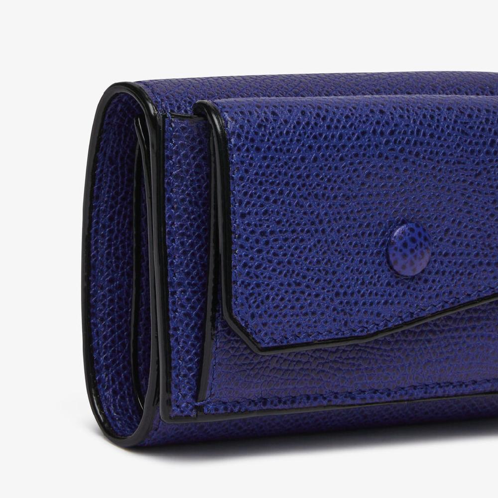 Valextra Portafoglio Compatto da Donna in Pelle Blu | Valextra Offerta speciale