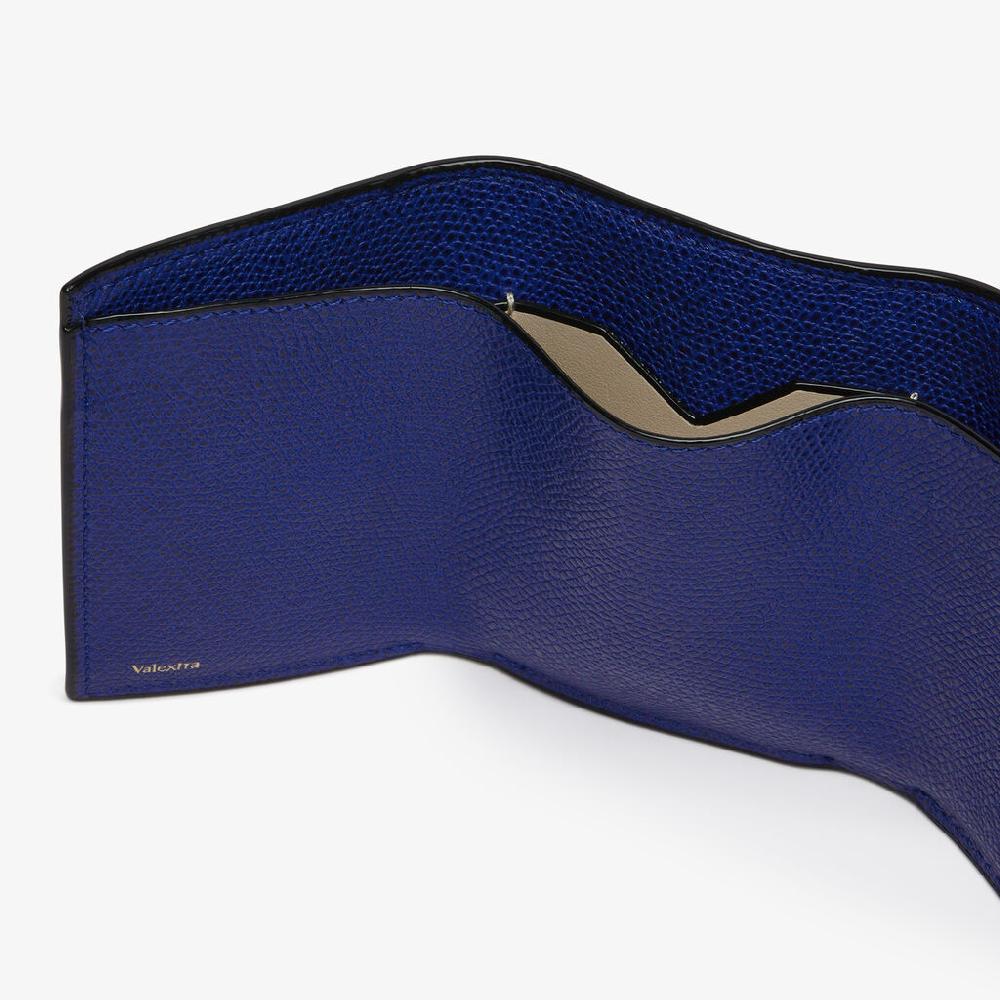 Valextra Portafoglio Compatto da Donna in Pelle Blu | Valextra Offerta speciale