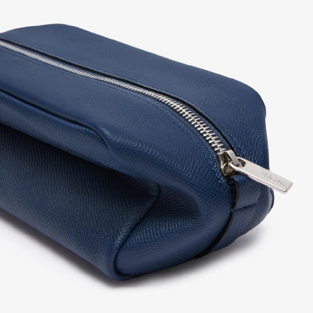 Valextra Pochette da viaggio da Uomo di Lusso in Pelle Blu Flash Sale