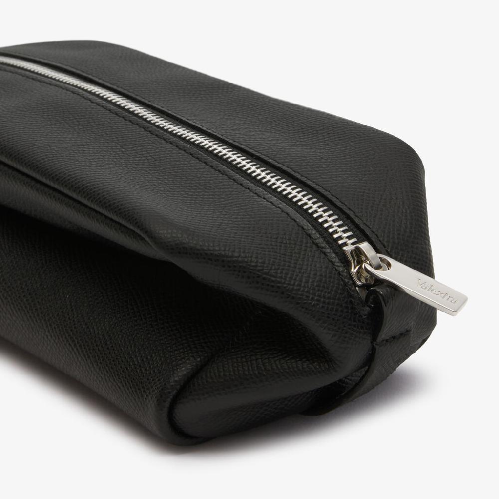 Valextra Pochette da viaggio da Uomo di Lusso in Pelle Nera Fornitura limitata