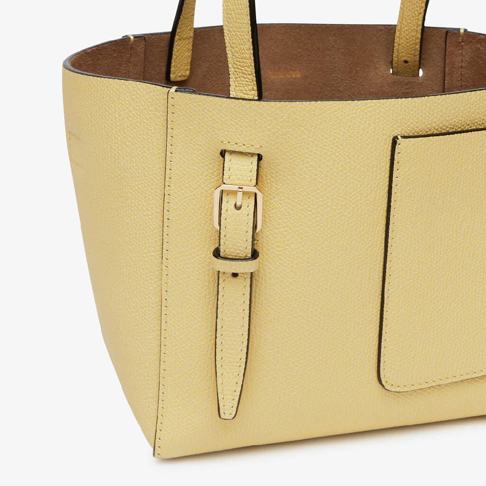 Valextra Borsa a secchiello Donna di Lusso in Pelle Gialla | Valextra Soft Offerta Anniversario