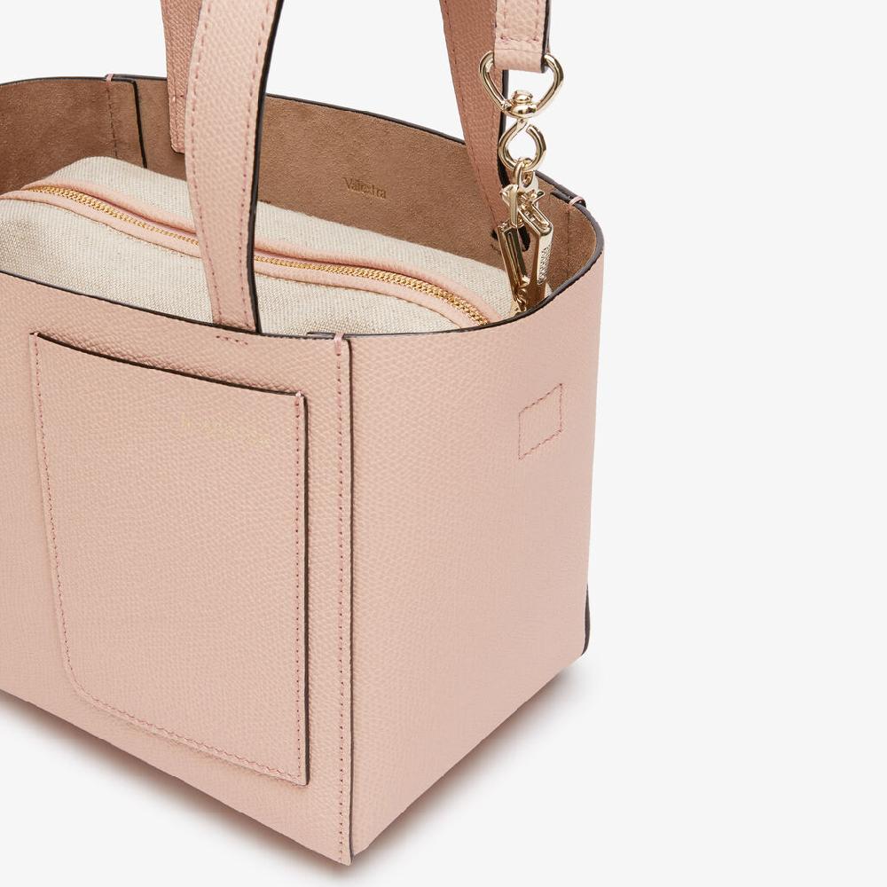Valextra Borsa a Secchiello Soft Micro | Pelle di vitello Millepunte | Rosa Bonne Mine | Valextra Vendita calda