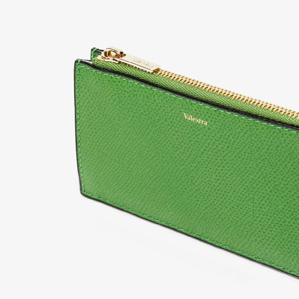 Valextra Portamonete elegante in Pelle Verde con zip | Valextra Offerta temporanea