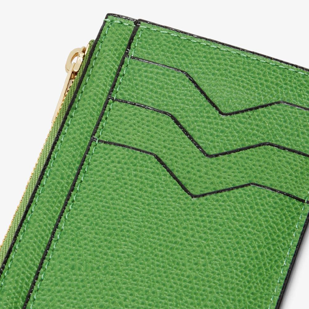 Valextra Portamonete elegante in Pelle Verde con zip | Valextra Offerta temporanea