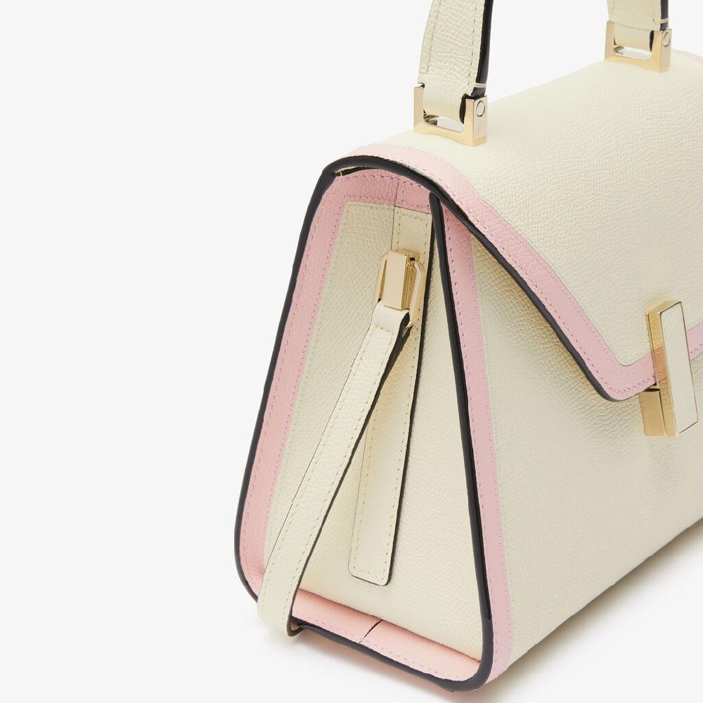 Valextra Borsa a mano mini da Donna in Pelle Bianca e Rosa | Valextra Iside Offerte speciali