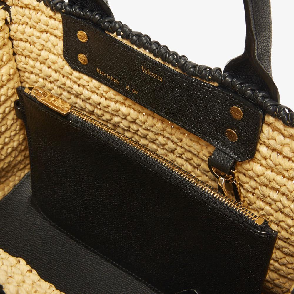 Valextra Borsa tote Mini da Donna in Rafia Beige e Nera | Valextra Ultimo giorno