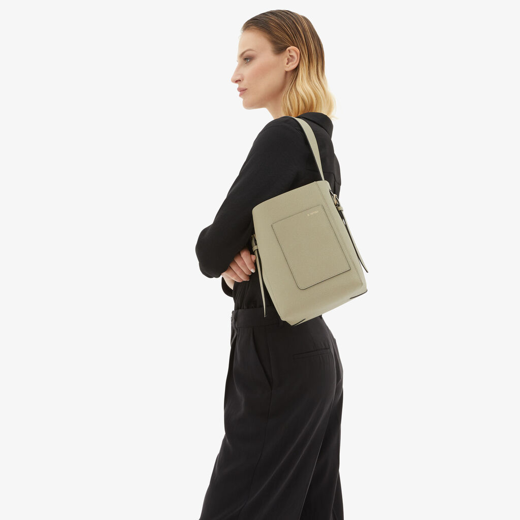 Valextra Borsa a secchiello da Donna in Pelle Verde tundra | Valextra Soft Fino al 50% di sconto