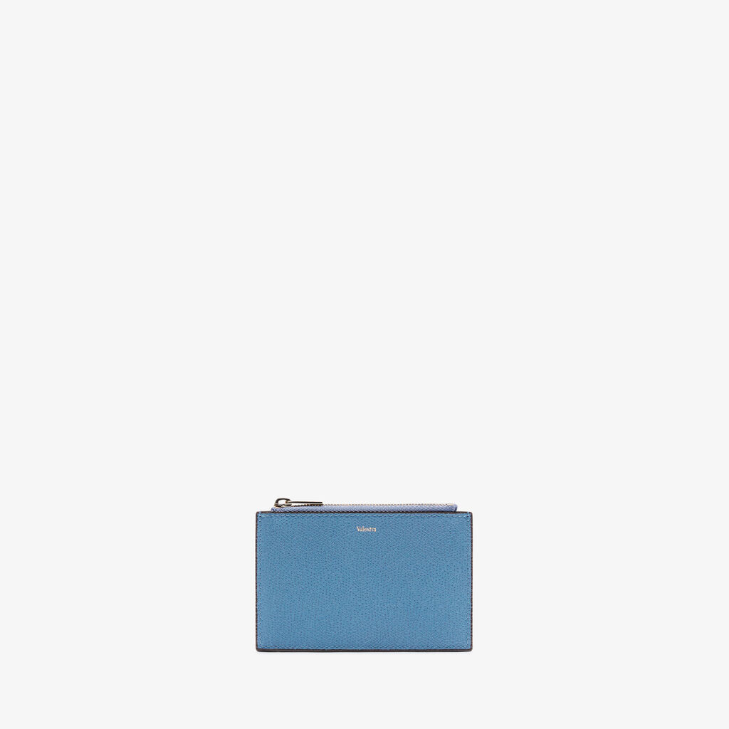 Valextra Porta carte con zip di Lusso in Pelle Blu e Marrone | Valextra Solo un giorno rimasto