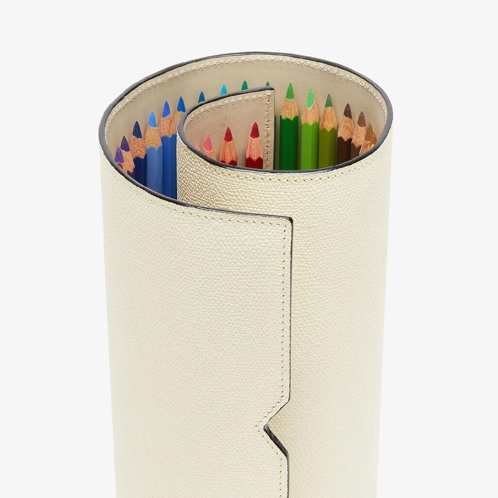 Valextra Astuccio da Donna con matite colorate in Pelle Bianca | Valextra Italia