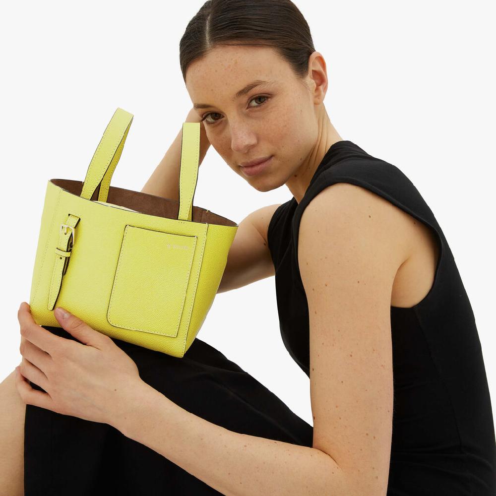 Valextra Borsa a secchiello da Donna in Pelle Gialla | Valextra Soft Qualità Garantita