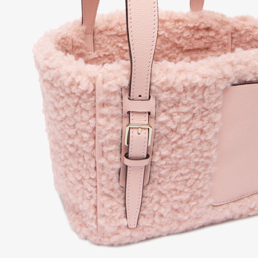 Valextra Borsa a Secchiello Bouclè Micro | Tessuto e pelle | Rosa Peonia | Valextra Promozione Limitata