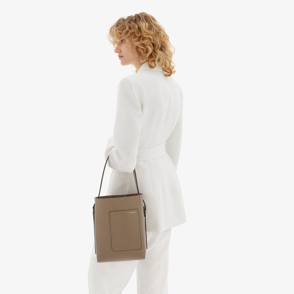 Valextra Borsetta a secchiello da Donna in Pelle Marrone | Valextra Soft Novità