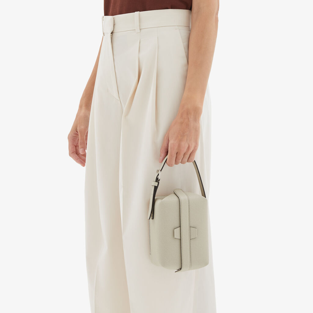 Valextra Borsa Tric Trac | Pelle di vitello Millepunte | Grigio Lino | Valextra Offerta