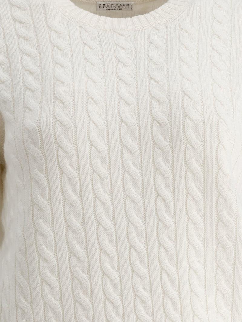 Vietti Brunello Cucinelli Maglione a maniche corte in cashmere a treccia Online