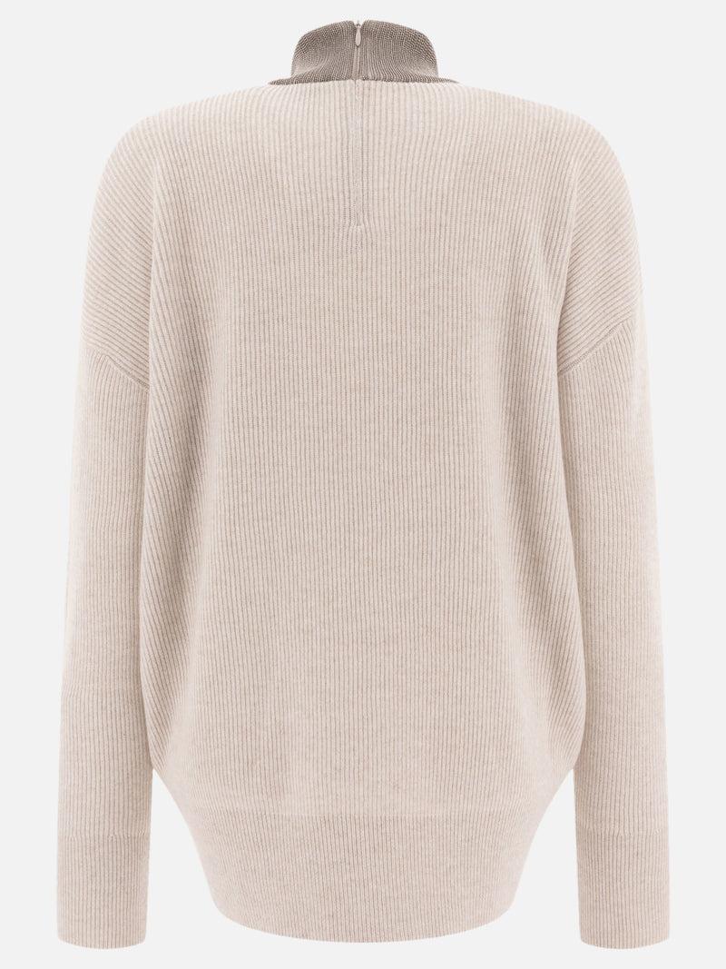 Vietti Brunello Cucinelli Maglione in cashmere con Precious Ribbed Collar Outlet