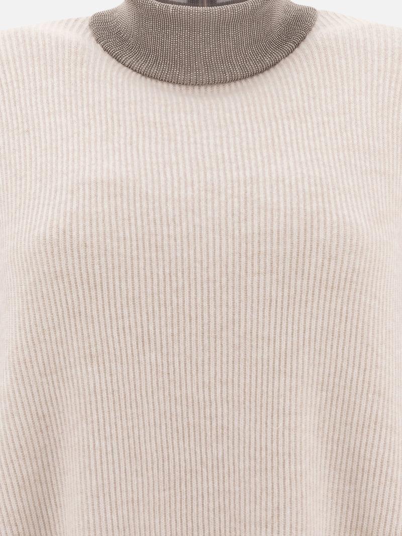 Vietti Brunello Cucinelli Maglione in cashmere con Precious Ribbed Collar Outlet