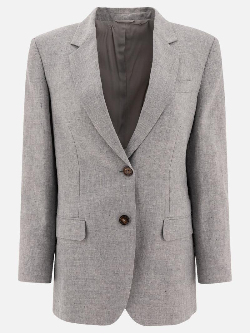 Vietti Brunello Cucinelli Blazer in canvas di lino e lana con monile