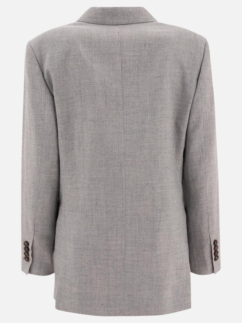 Vietti Brunello Cucinelli Blazer in canvas di lino e lana con monile In Vendita
