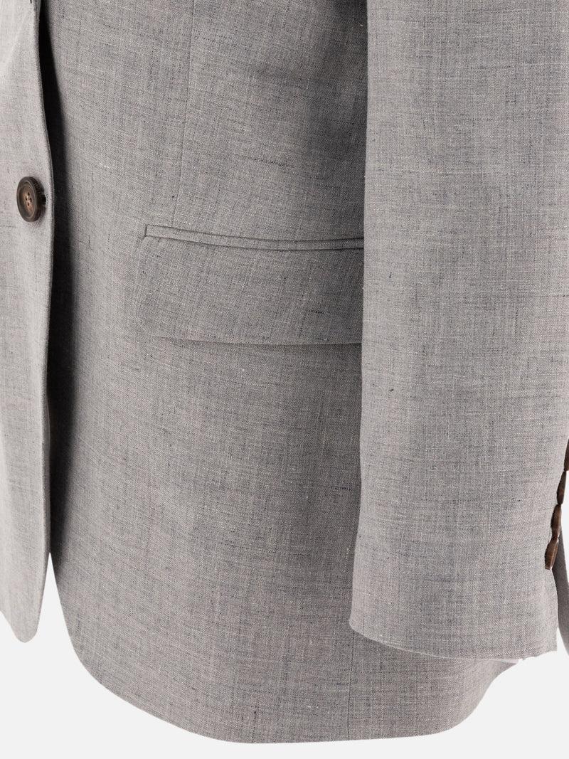 Vietti Brunello Cucinelli Blazer in canvas di lino e lana con monile In Vendita