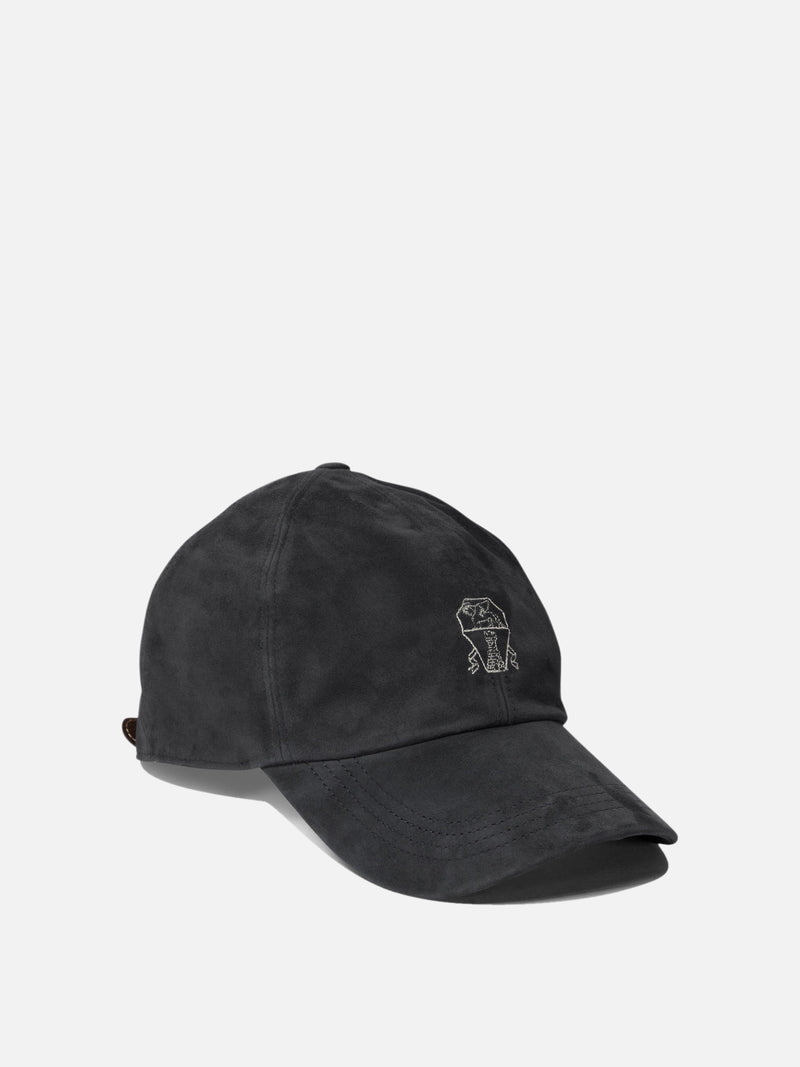 Vietti Brunello Cucinelli Cappello da baseball in camoscio leggero con logo ricamato Convenienza