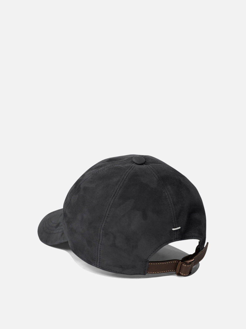 Vietti Brunello Cucinelli Cappello da baseball in camoscio leggero con logo ricamato Convenienza