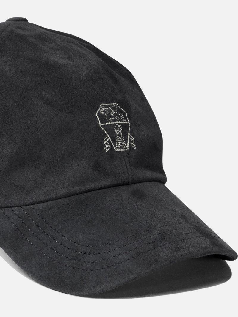 Vietti Brunello Cucinelli Cappello da baseball in camoscio leggero con logo ricamato Convenienza