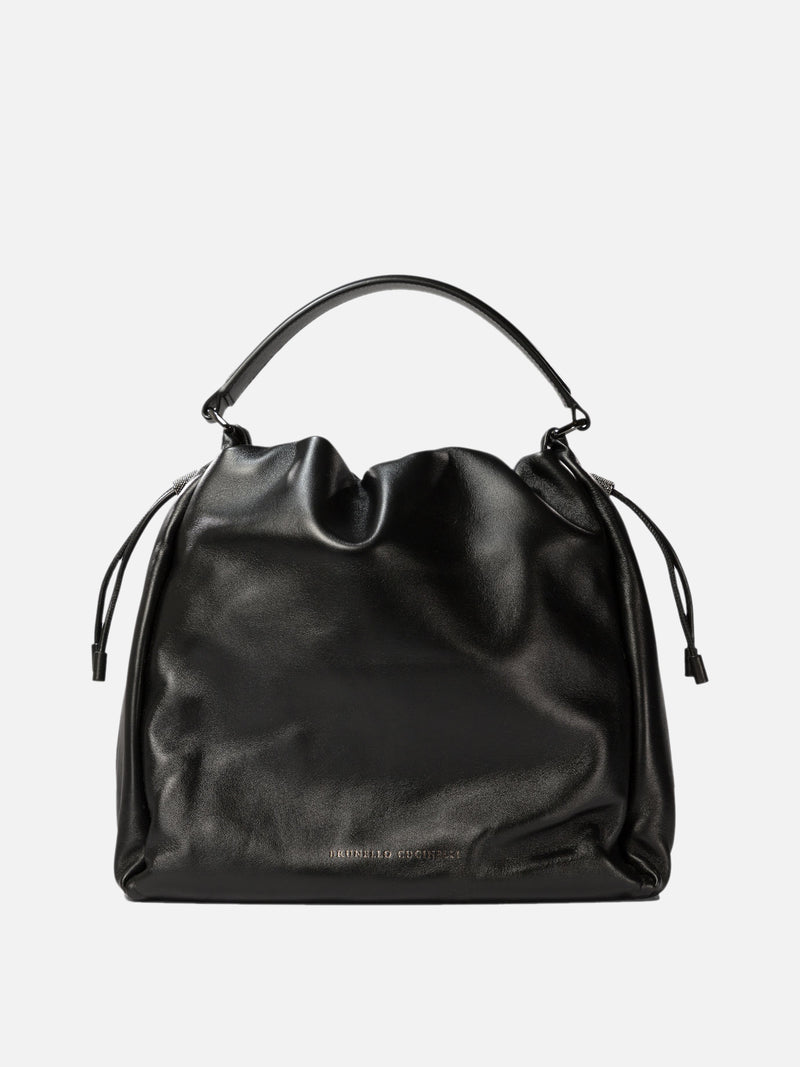 Vietti Brunello Cucinelli Borsa bucket in pelle Soft con monile