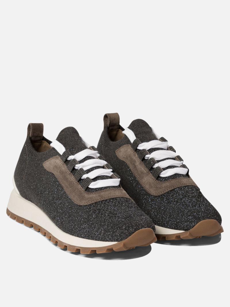 Vietti Brunello Cucinelli Sneaker "Sparkling Precious Eyelets" Vendita Economica