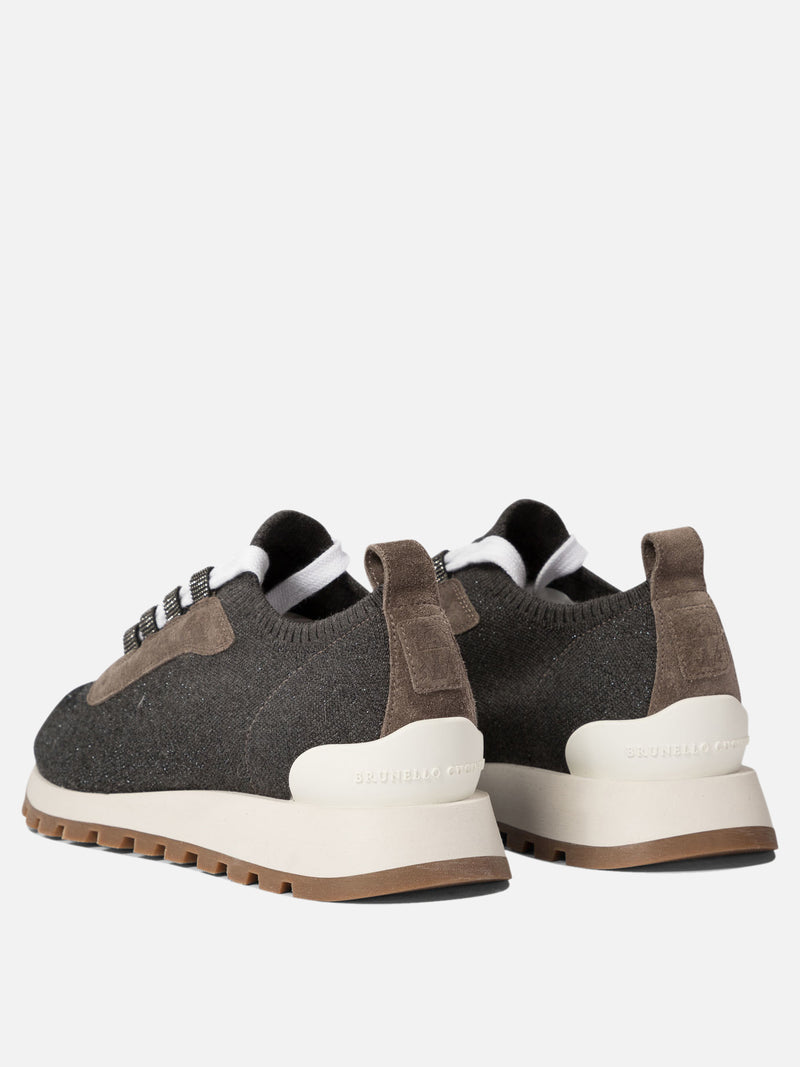 Vietti Brunello Cucinelli Sneaker "Sparkling Precious Eyelets" Vendita Economica