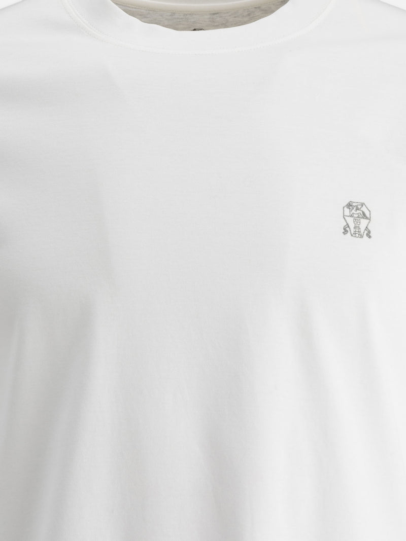 Vietti Brunello Cucinelli T-shirt con logo ricamato Vendita Economica