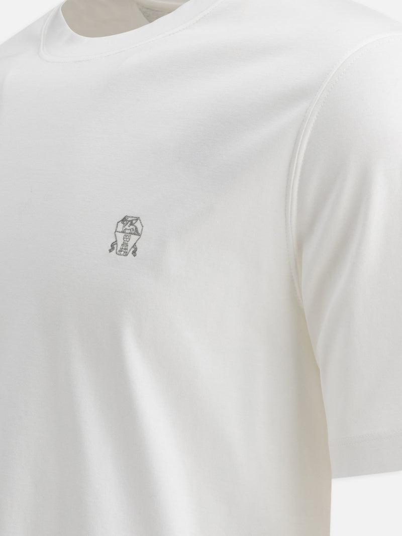 Vietti Brunello Cucinelli T-shirt con logo ricamato Vendita Economica