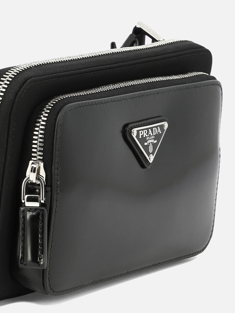 Vietti Prada Borsa a tracolla in Re-Nylon e pelle spazzolata Latest stili