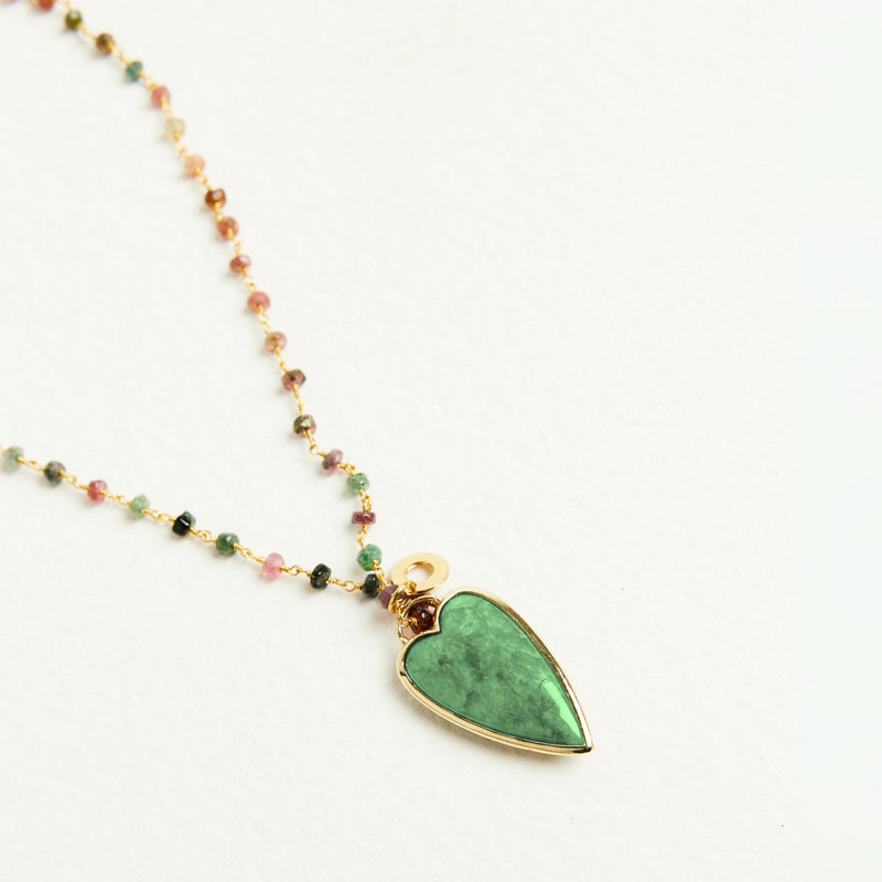 ALMALA COLLANA TORMALINA CUORE - VERDE Saldi Di Fabbrica