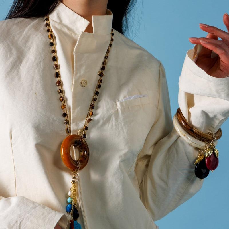 ALMALA BRACCIALE DROP STONE IVORY | NERO Pezzi Unici