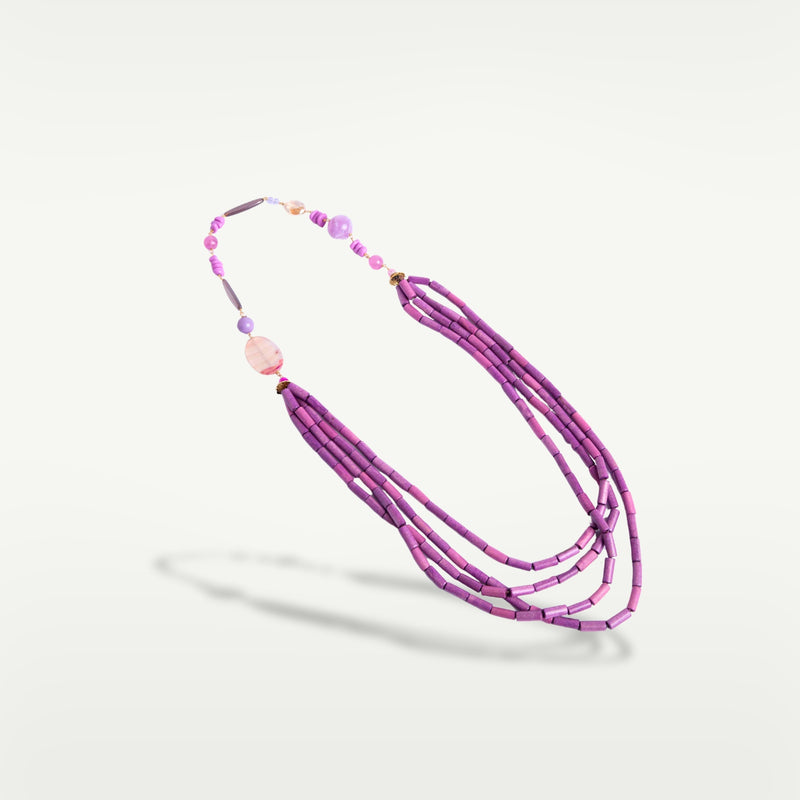 ALMALA COLLANA MULTIFILI WOOD | FUCSIA Acquista Ora